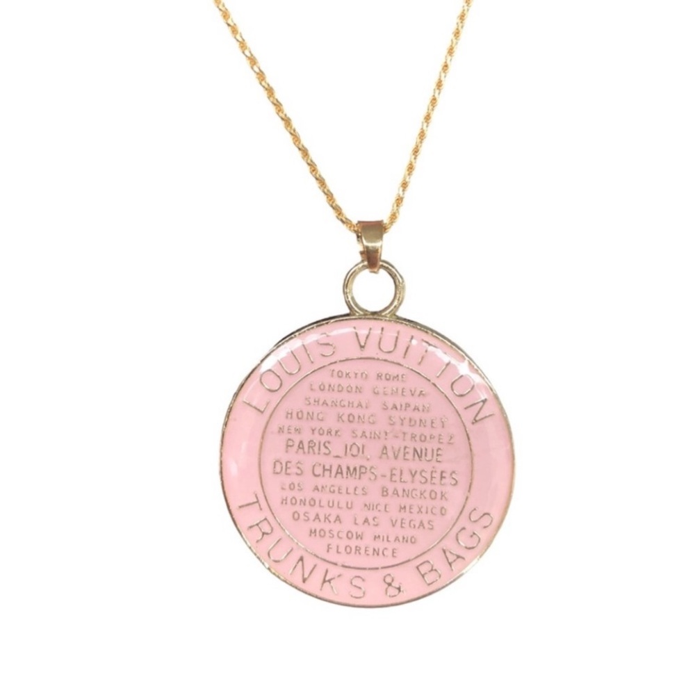 Authentic Louis Vuitton Pink Trunks & Bags Necklace